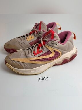 Nike Men's Multi-Color Athletic Sneakers — Tan, Burgundy & Red Accents